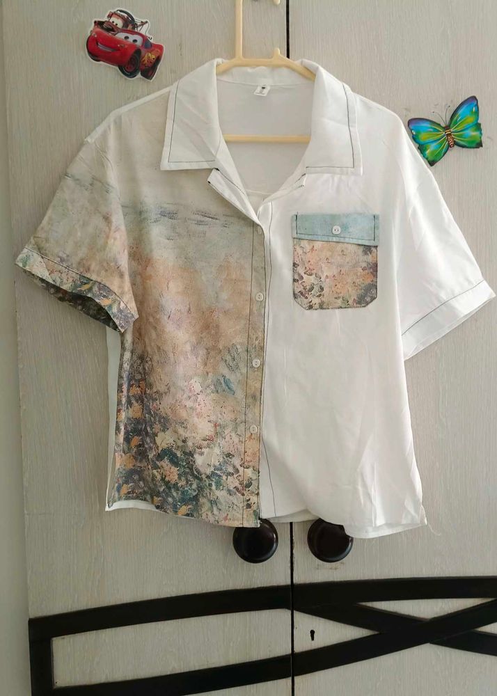 Artistic Print Button-Up Shirt