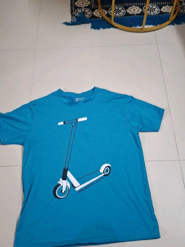 Men's Blue Scooter Graphic T-Shirt