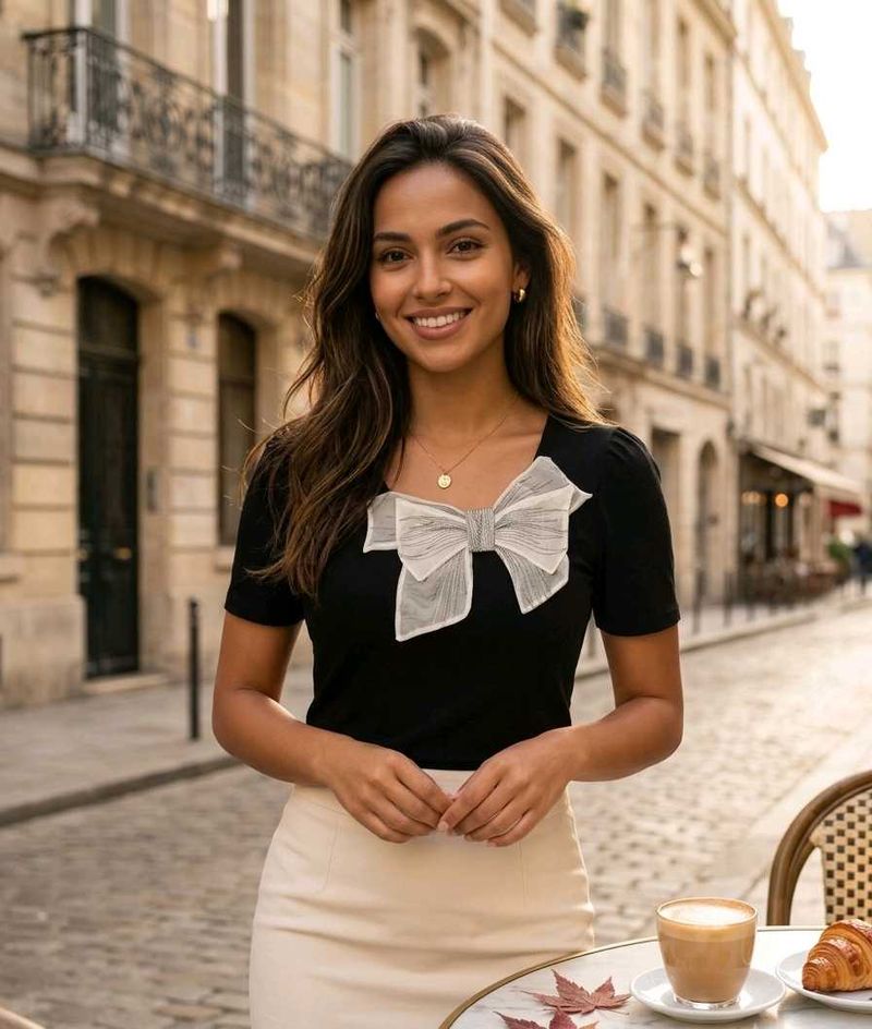 🇨🇦🇺🇸Chic Black Top with Bow🇺🇸🇨🇦