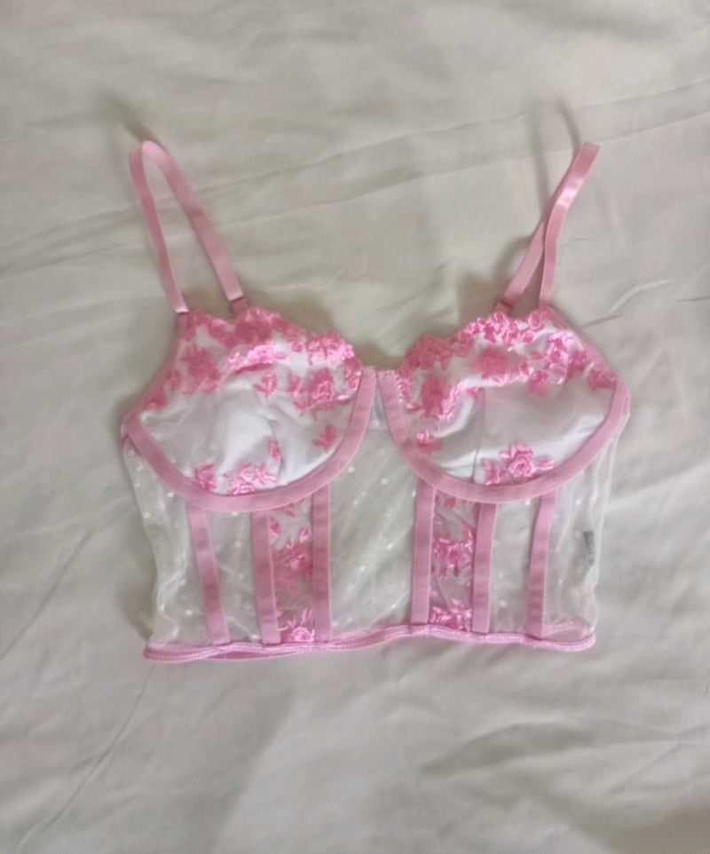 Sheer Floral Corset/ Bustier Top