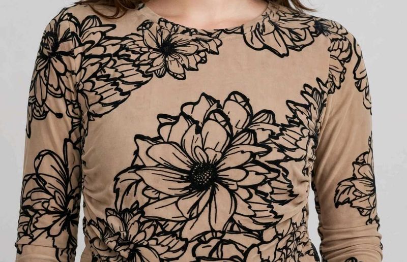 Floral Mesh Long Sleeve Top