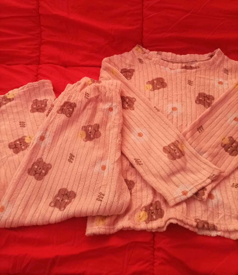 Cute Bear Print Pajama Set