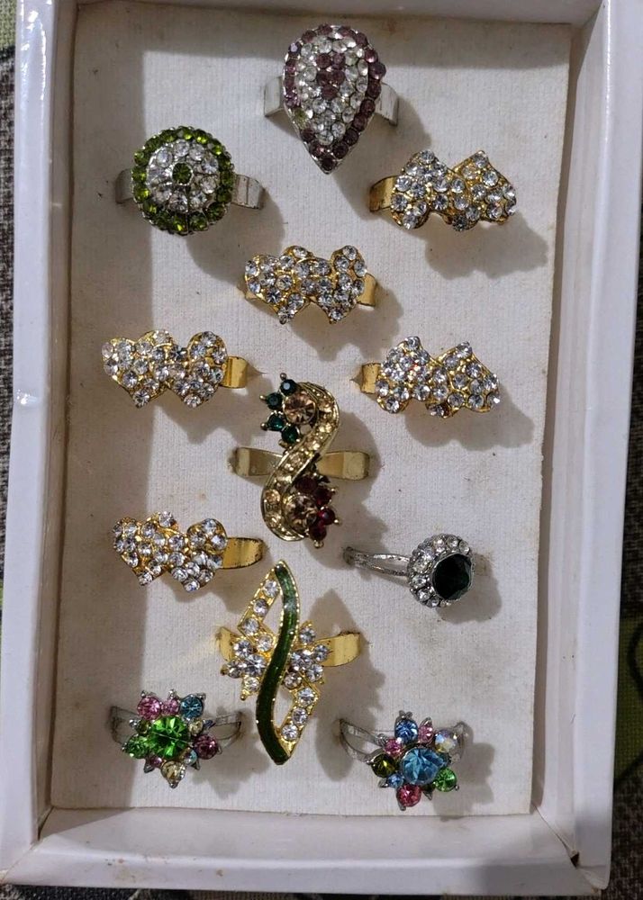 Assorted Rhinestone Rings Set