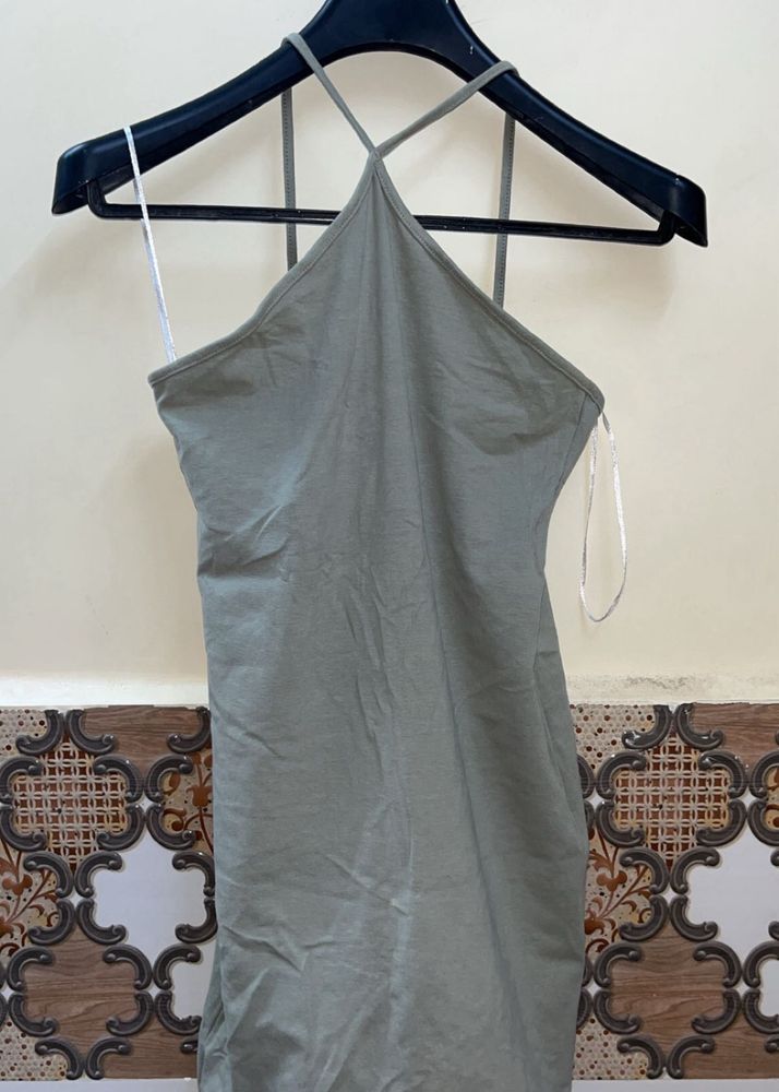 Olive Halter Mini Dress