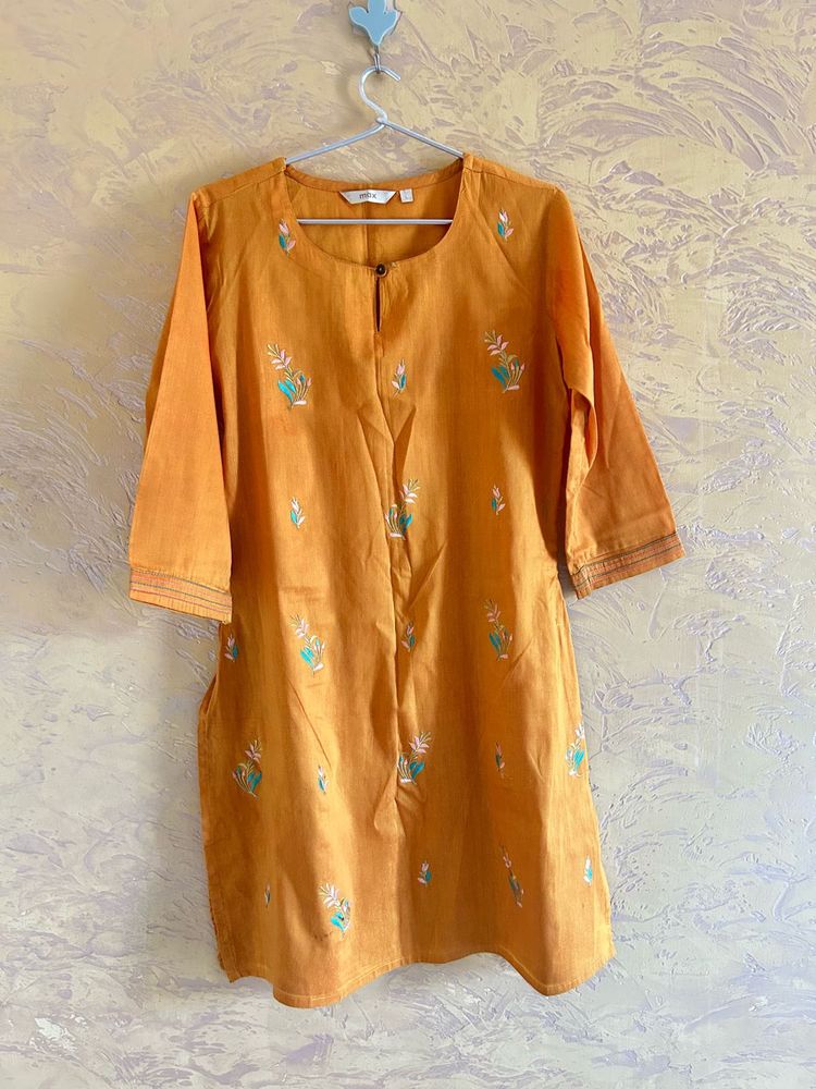 Orange Embroidered Kurta