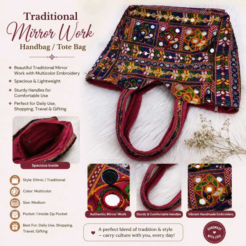 Traditional Mirror Work Handbag/Tote Bag