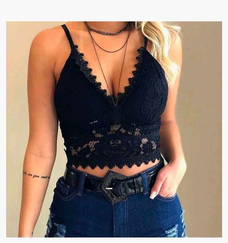Elegant Black Lace Crop Top