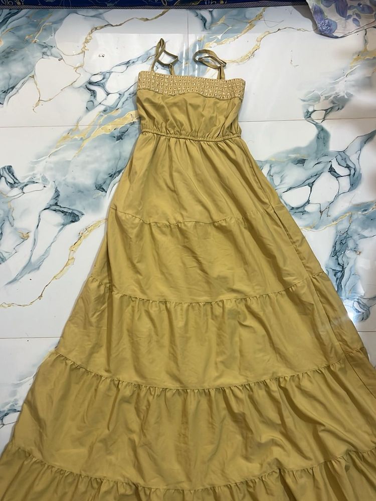 Mustard Yellow Tiered Maxi Dress
