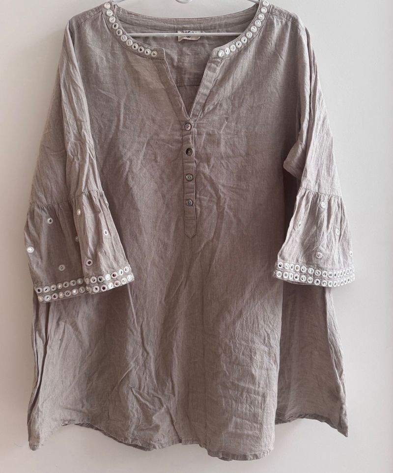 Diza / Westside - Elegant Taupe Cotton Kurta