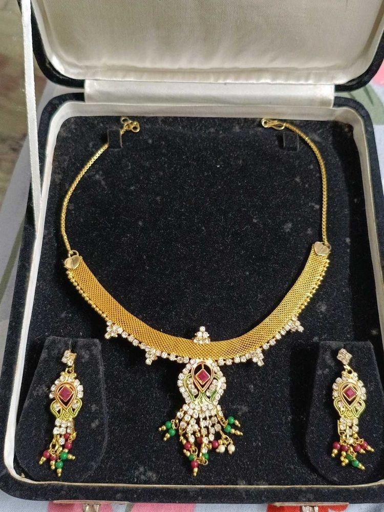 Gold Necklace and Earring Set