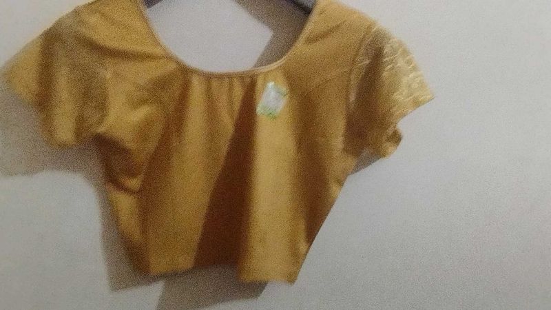 Golden Readymade Saree Blouse