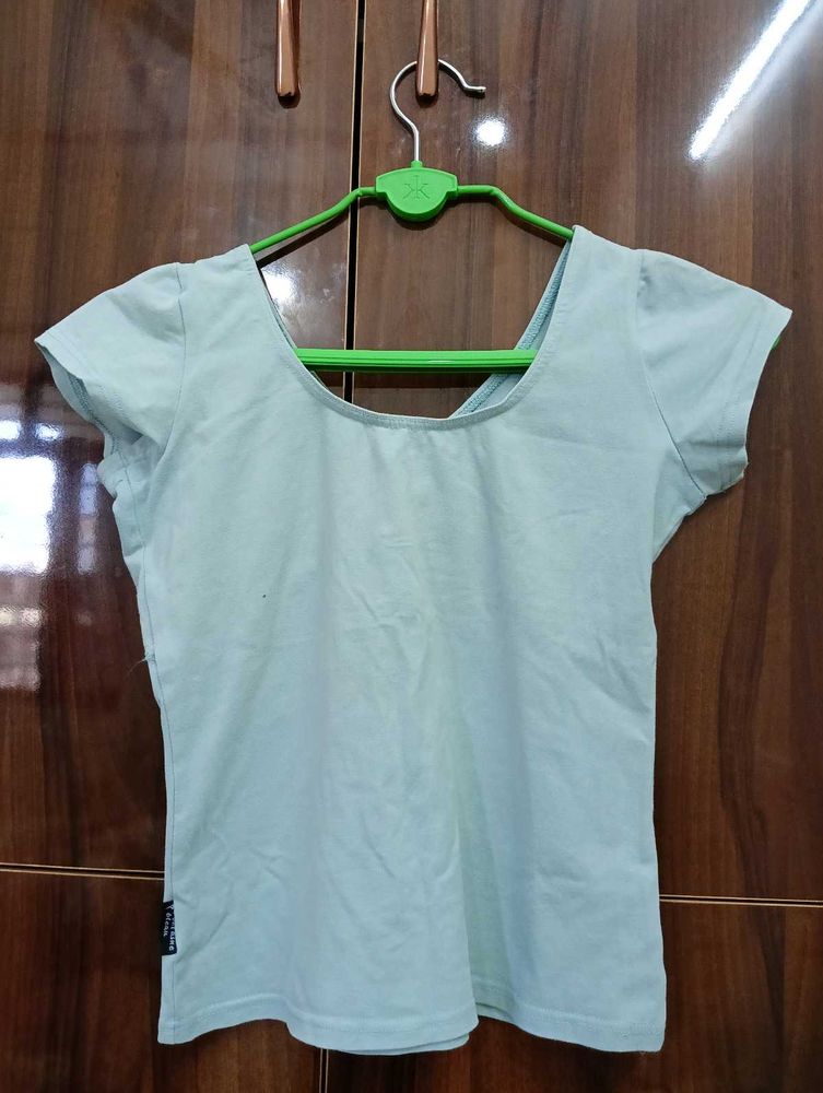 Light Blue V-Neck Wrap Top