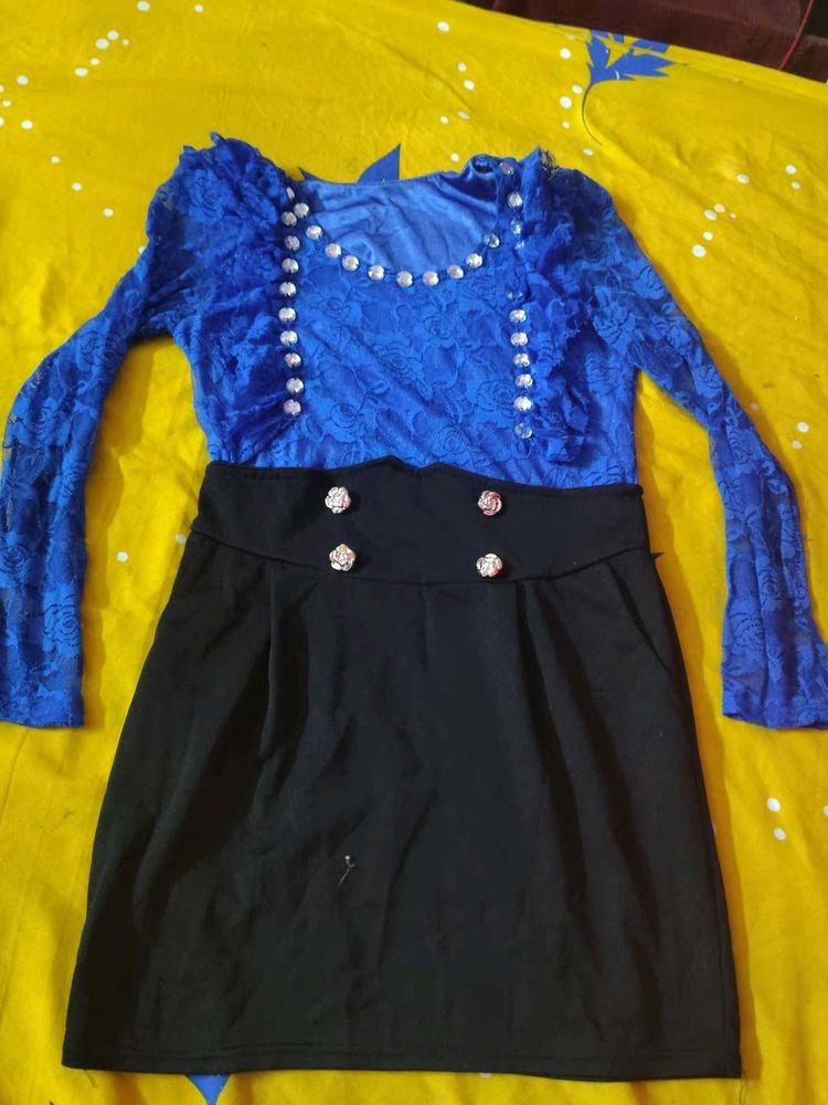 Cute Blue &amp; Black Dress