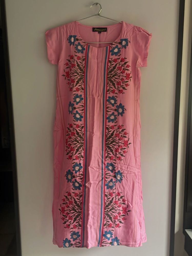 Floral Pink Dress With Bottom