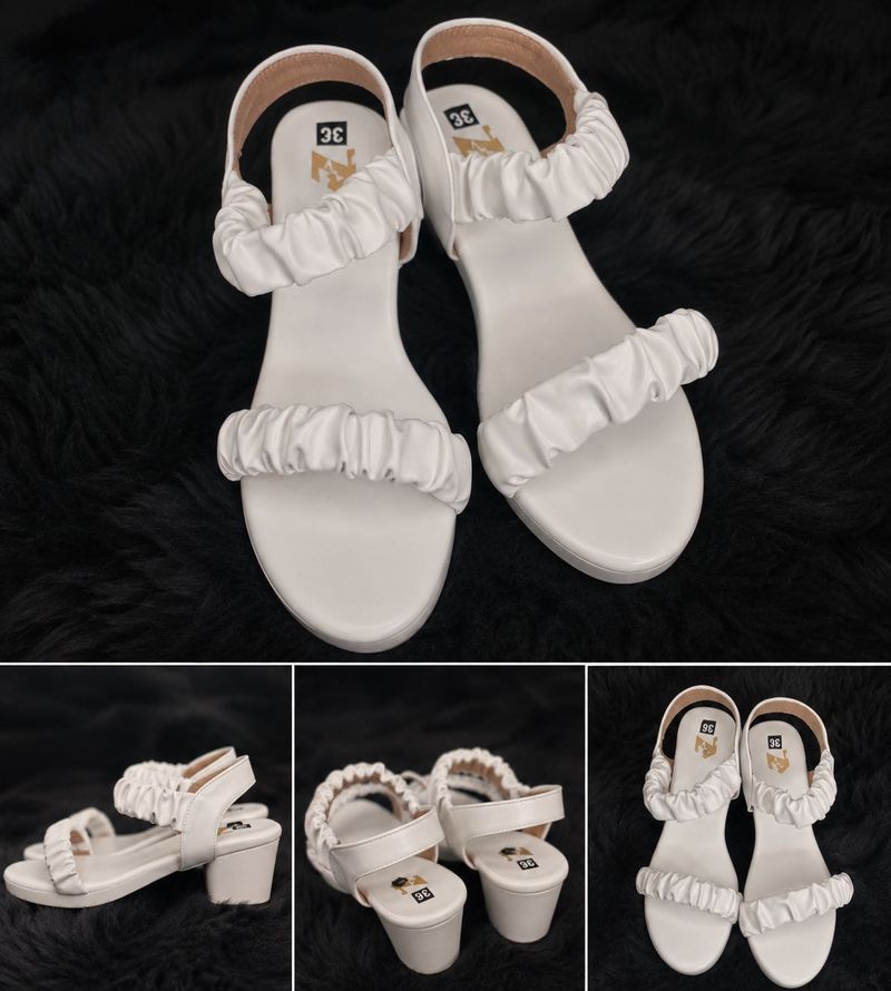 White Y2K Platform Block Heel Sandals