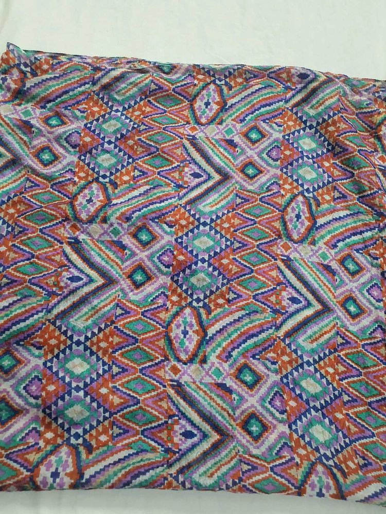 Vibrant Geometric Print Dupatta silk fabric
