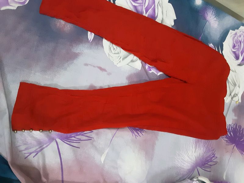 New Red Chiffon Pant With Linning Inside