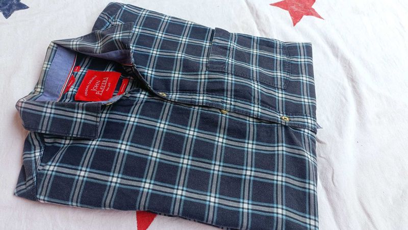 Men's Blue Plaid Casual Shirt