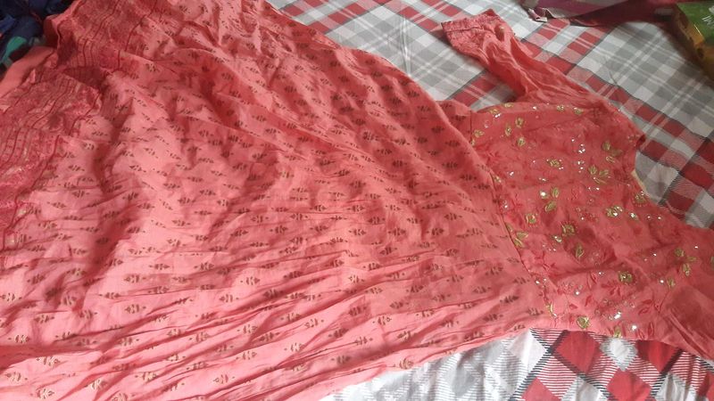 Peach Embroidered Kurti