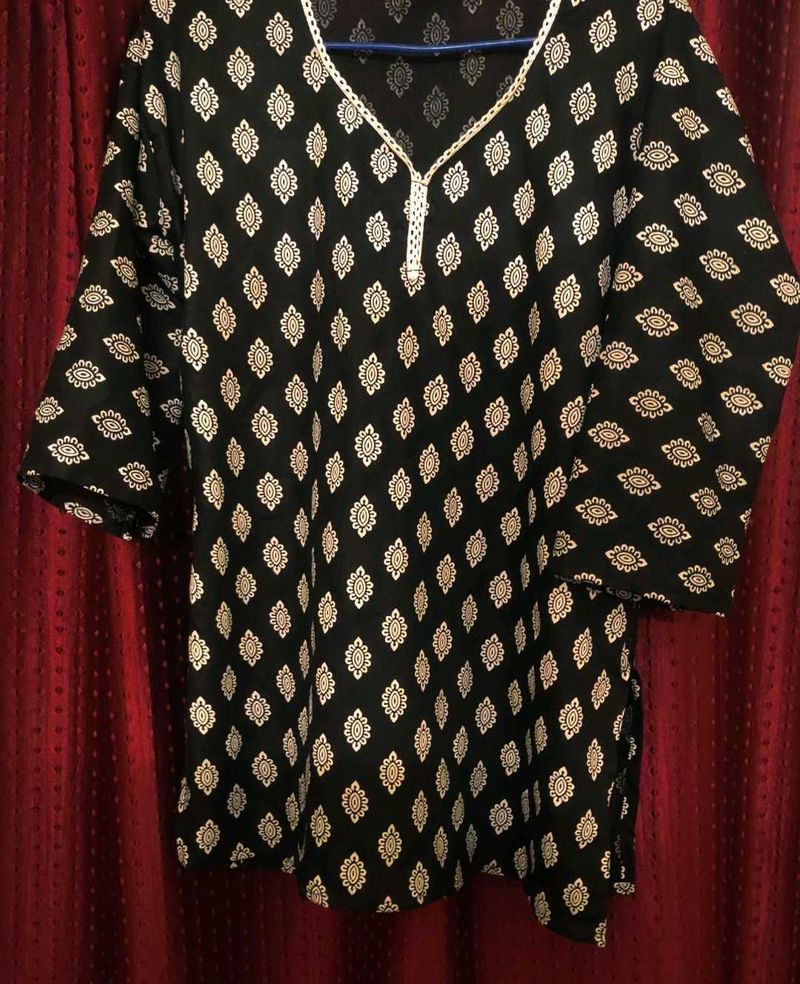 Black &amp; white Printed Short Kuri Combo Offer