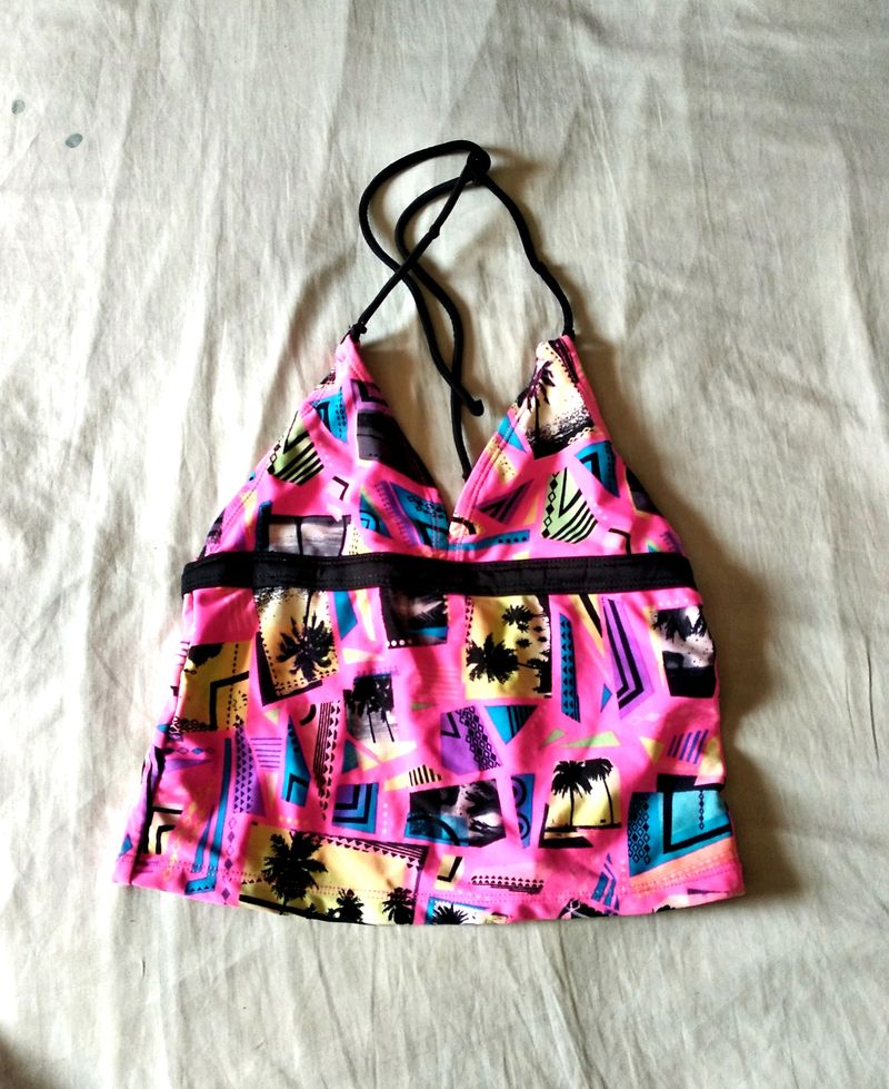 Halter Neck y2k Beach Vibes printed aesthetic top