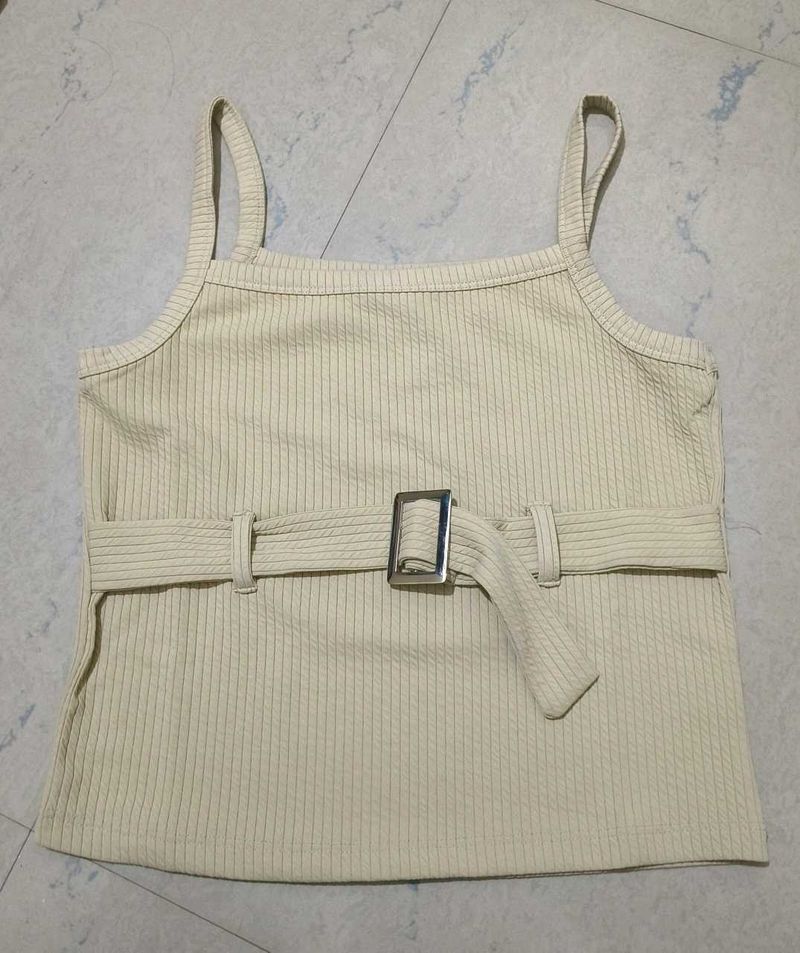 Ribbed Belted Camisole Top