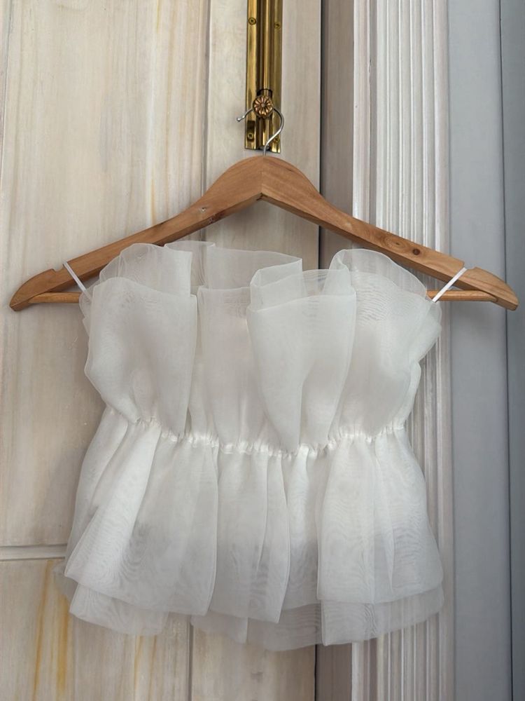 White Ruffle Tube Top