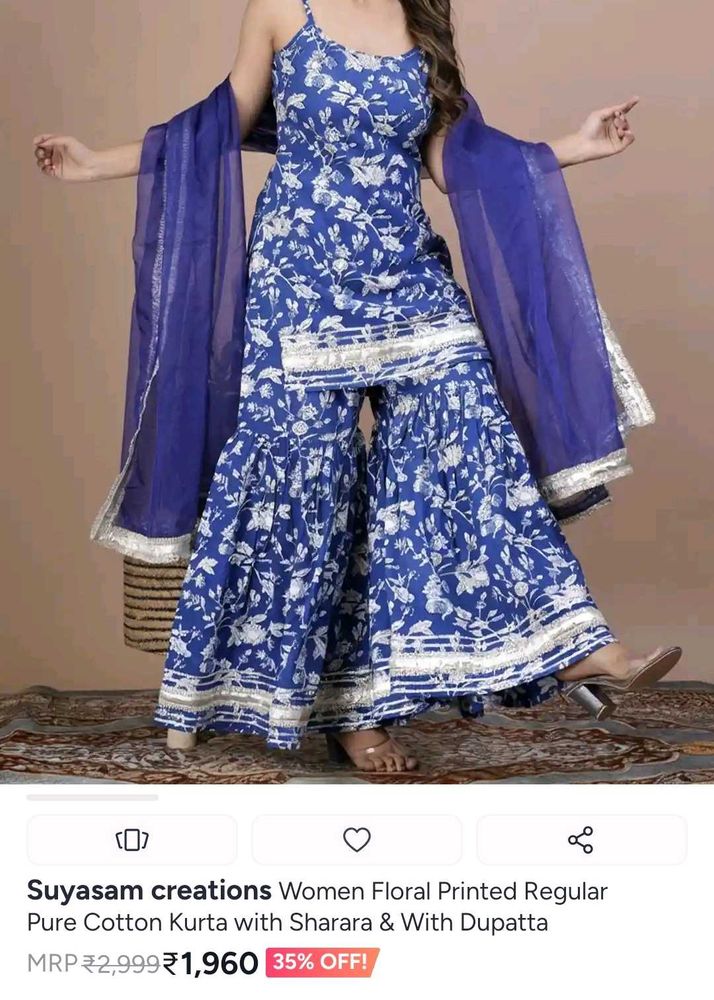 Blue Pure Cotton Dupatta Set