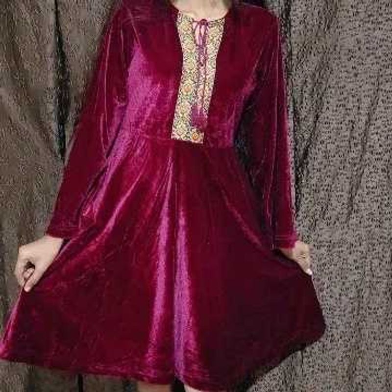 Elegant Burgundy Velvet Dress