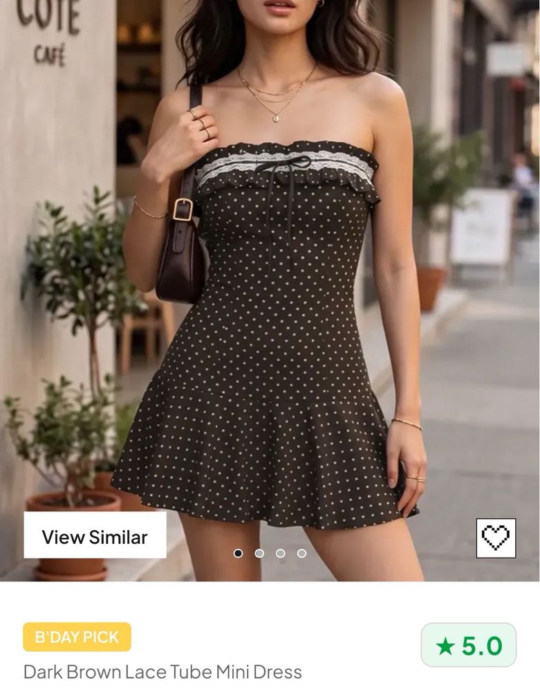 Dark Brown Polka Dot Tube Dress