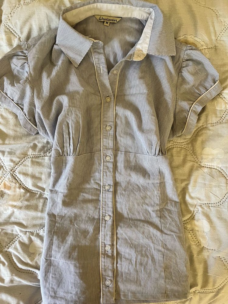 Striped Button-Up Shirt Dress