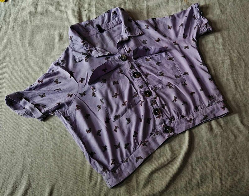 Cute Lavender Butterfly Print Top