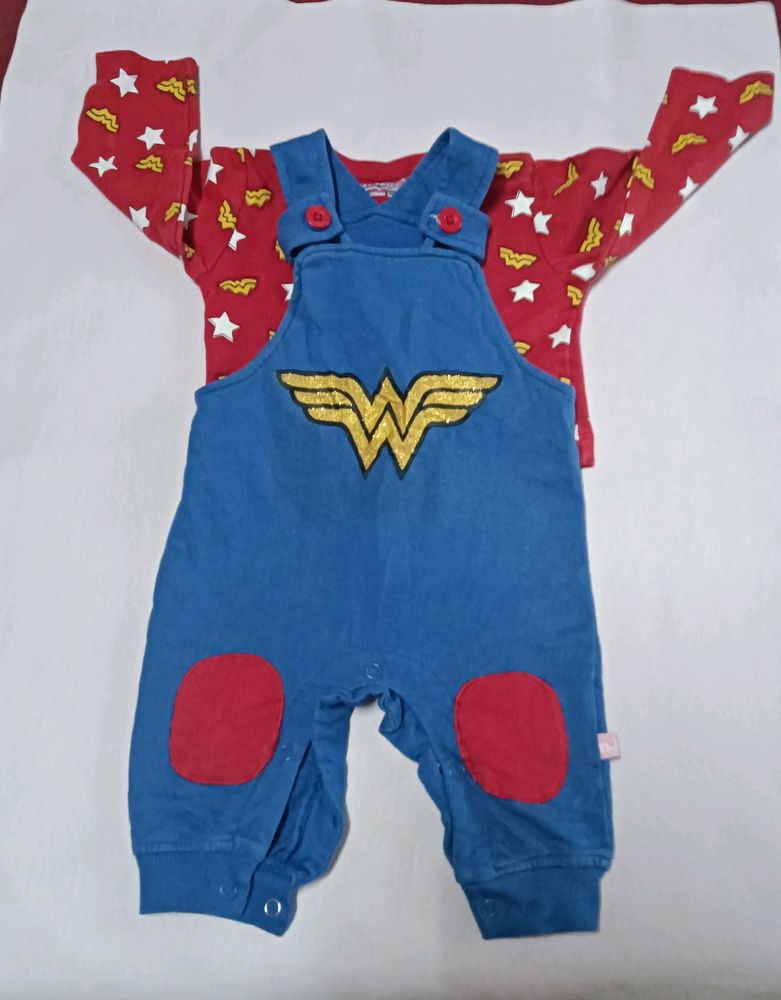 Super Girl Blue Pant Dungaree-3-6 months
