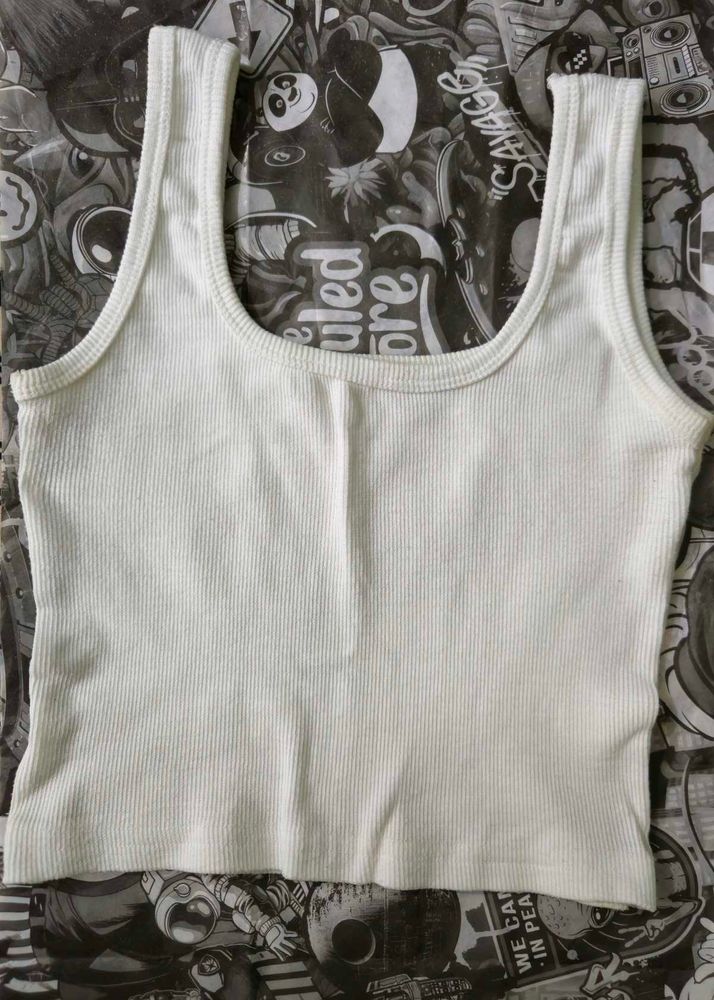 White Ribbed Knitted Tank Top! ⛄