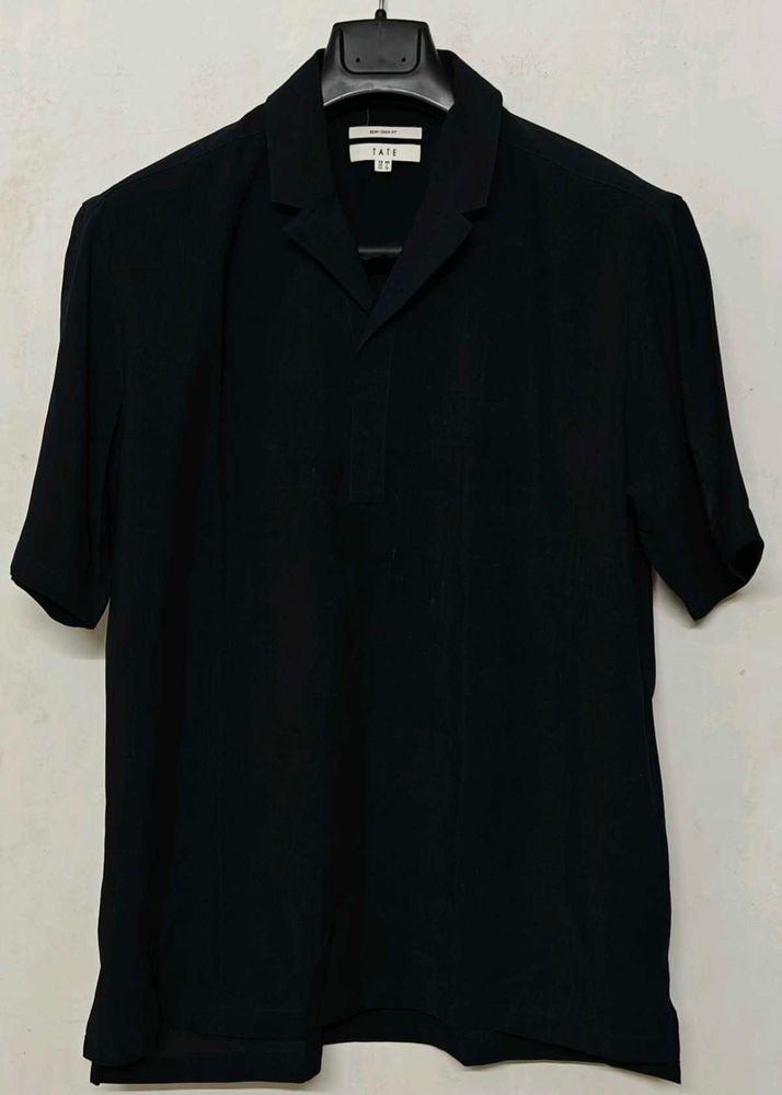 Men's Navy Blue Short Sleeve Button-Up T Shirt