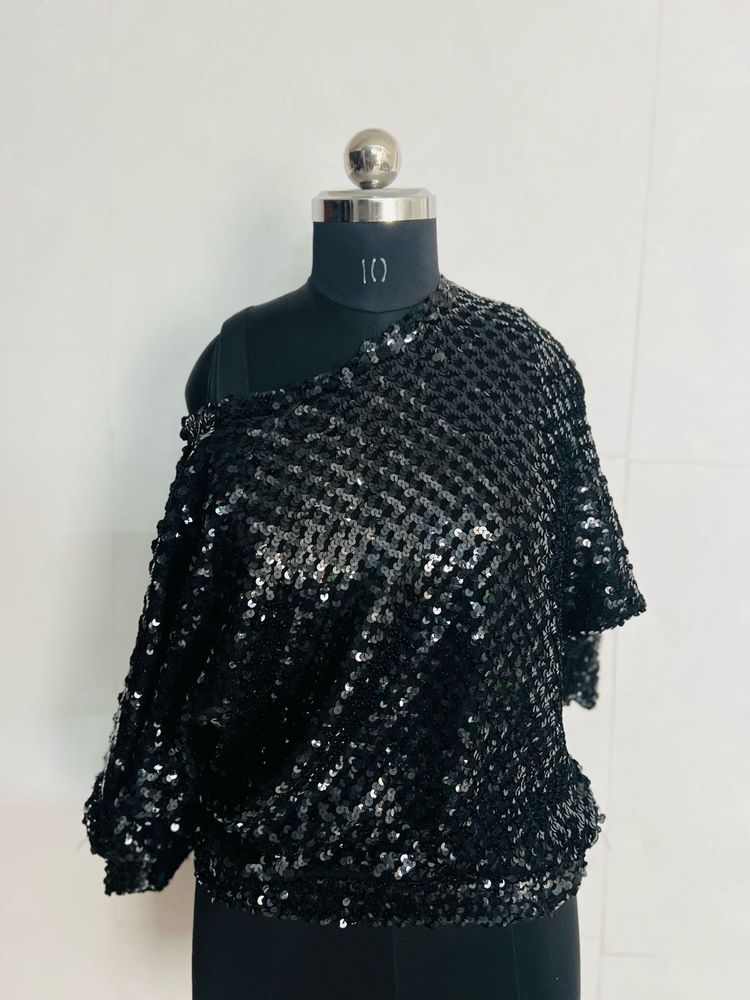 Sparkling Sequin One-Shoulder Top