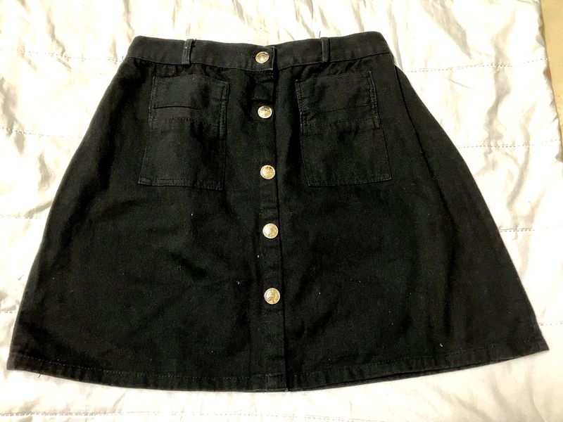 Black Denim Skirt
