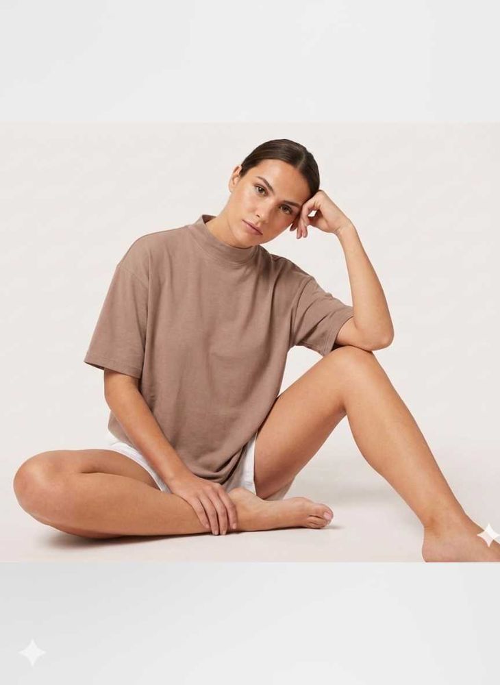 Steilmann Unisex Mock Neck Brown Tee Tshirt Top 🤎