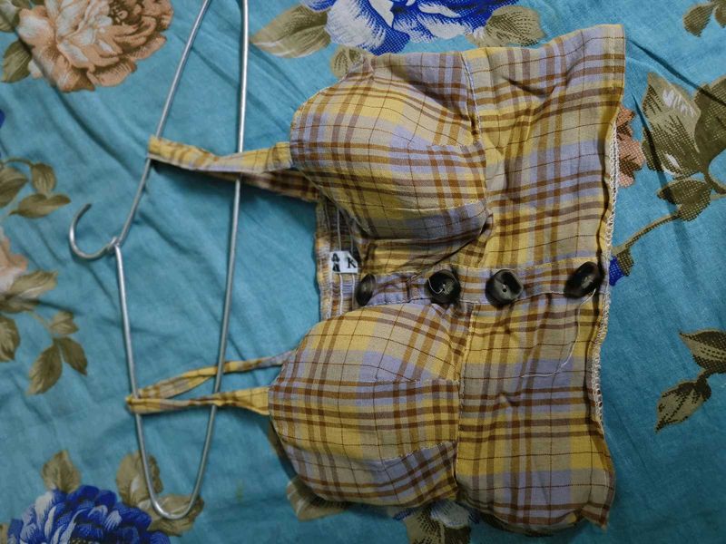 yellow Checkered Cropped top