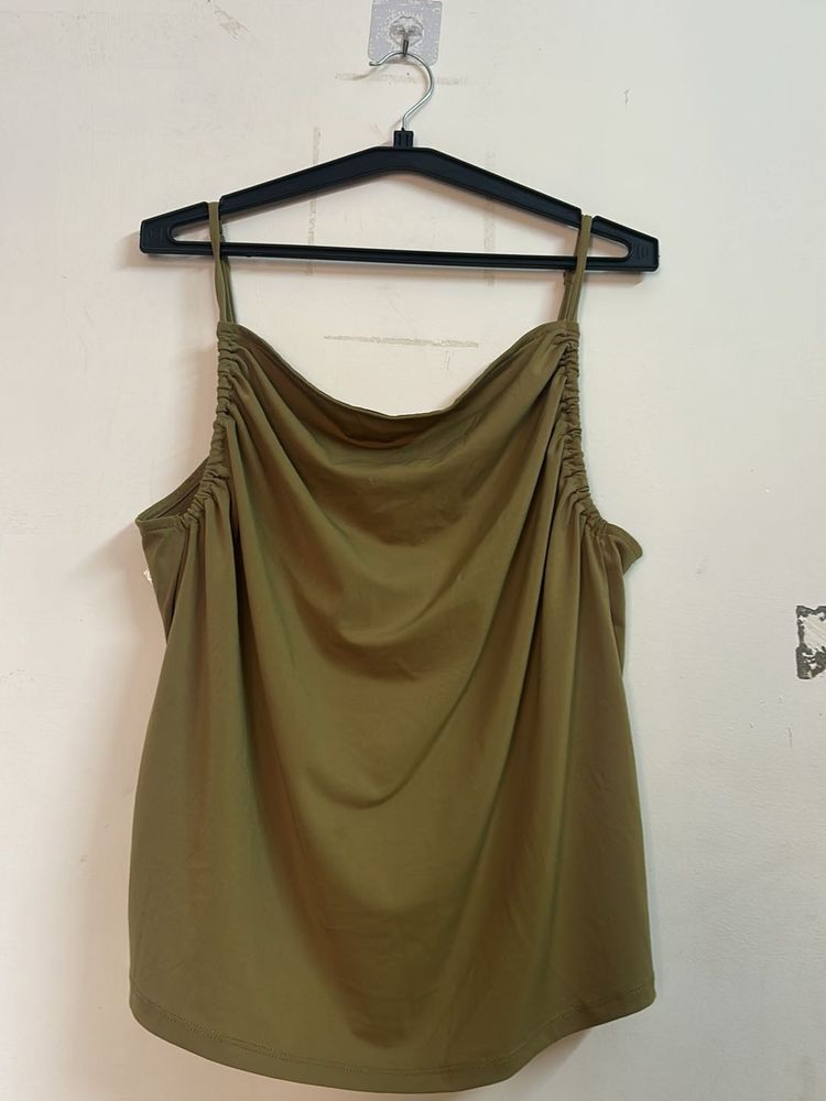 H&amp;M Ruched Spaghetti Strap Tank Top