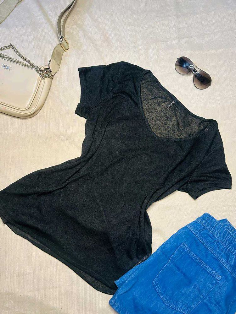 Stylish Black sheer tshirt for women