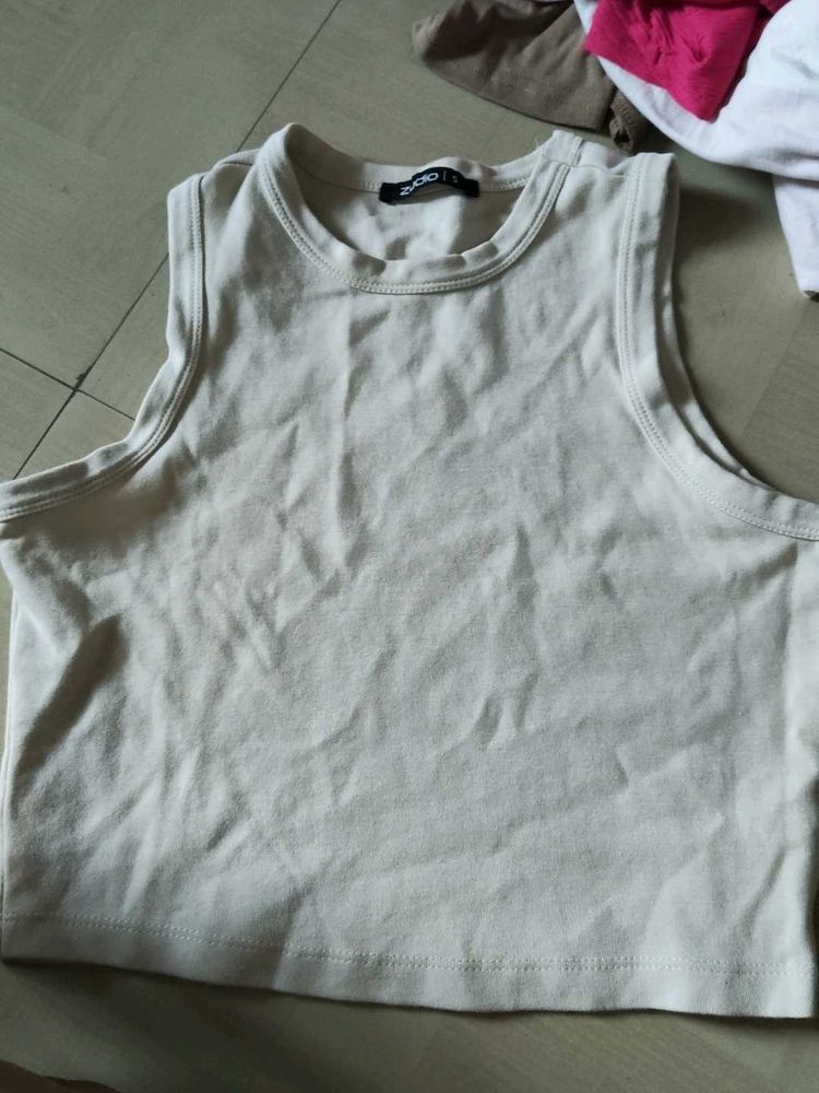 Basic Beige Sleeveless Tank Top