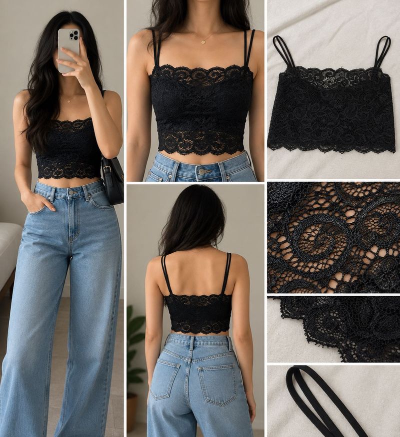 Black Lace Crop Top