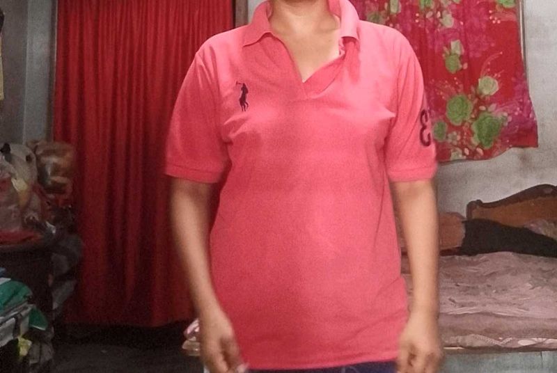 Coral Polo T-Shirt with Logo