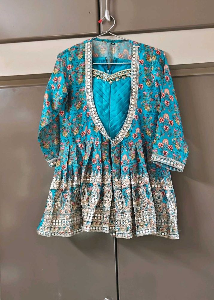 Stunning Teal Embroidered Kurti