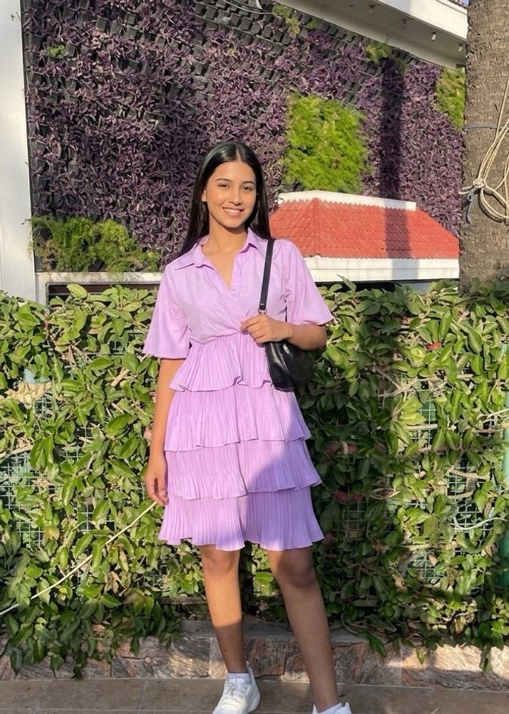 Cute Purple Tiered Mini Dress