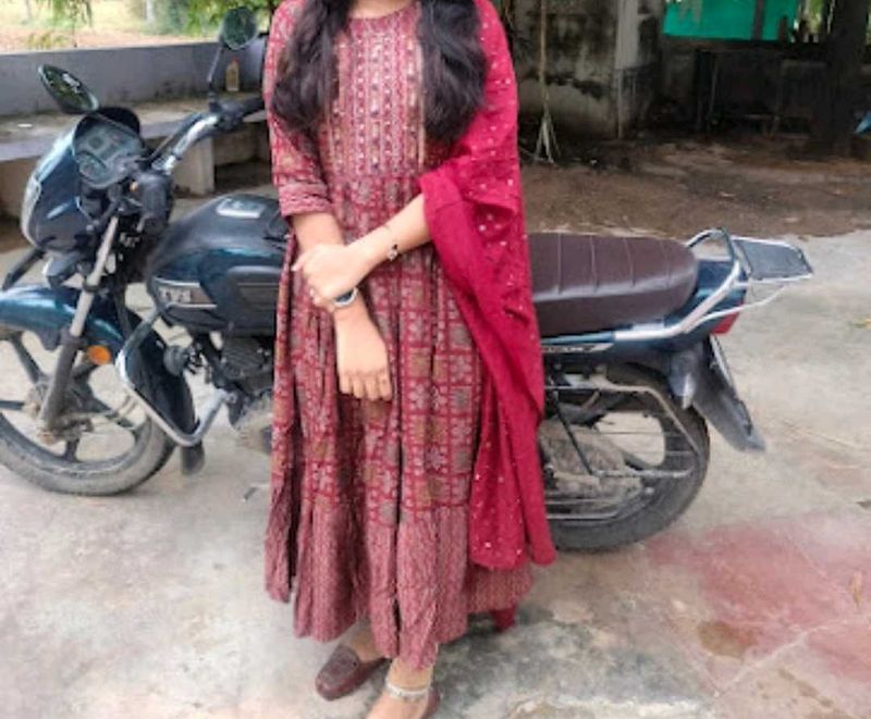 cotton anarkali dress with dupatta