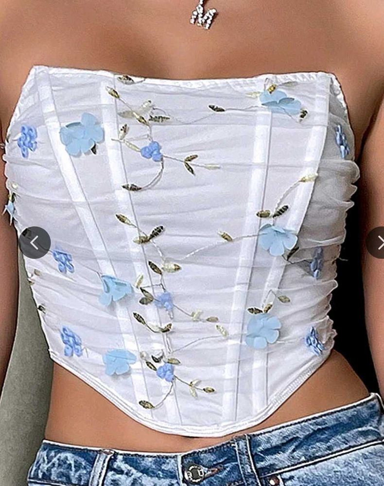 Floral Mesh Corset Top