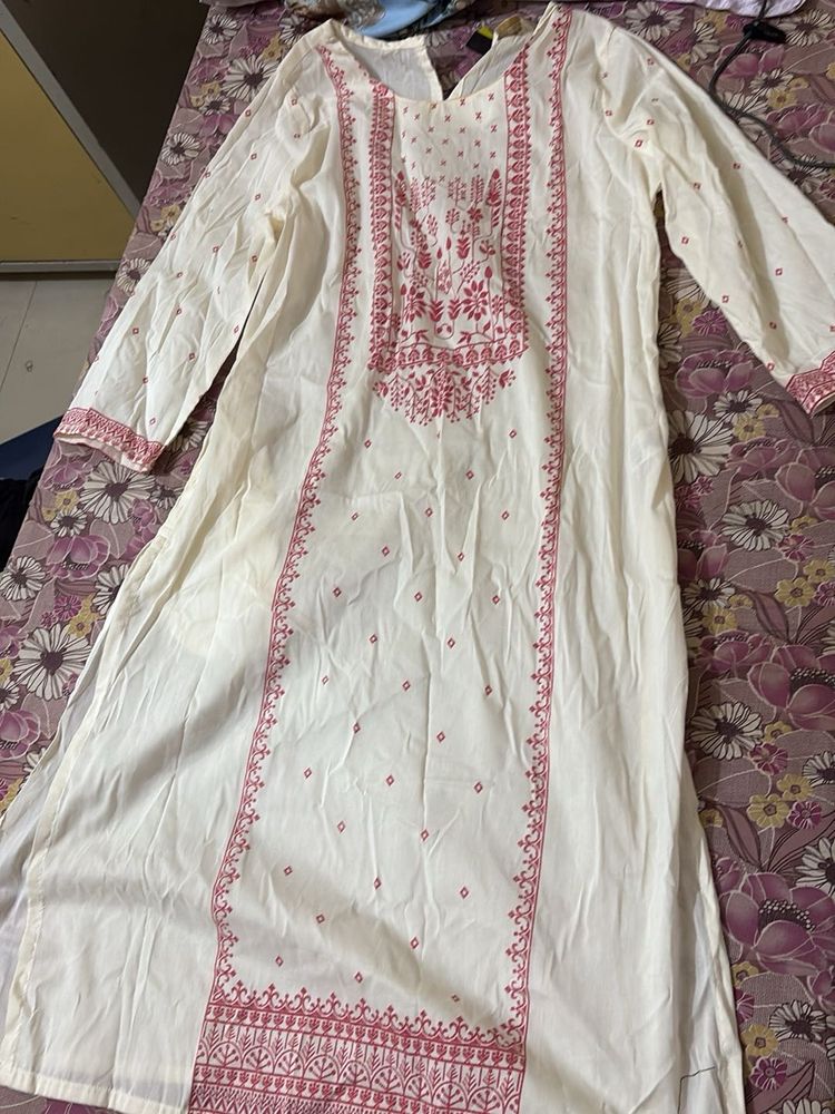 New with Tag Elegant Cream &amp; Pink Kurta