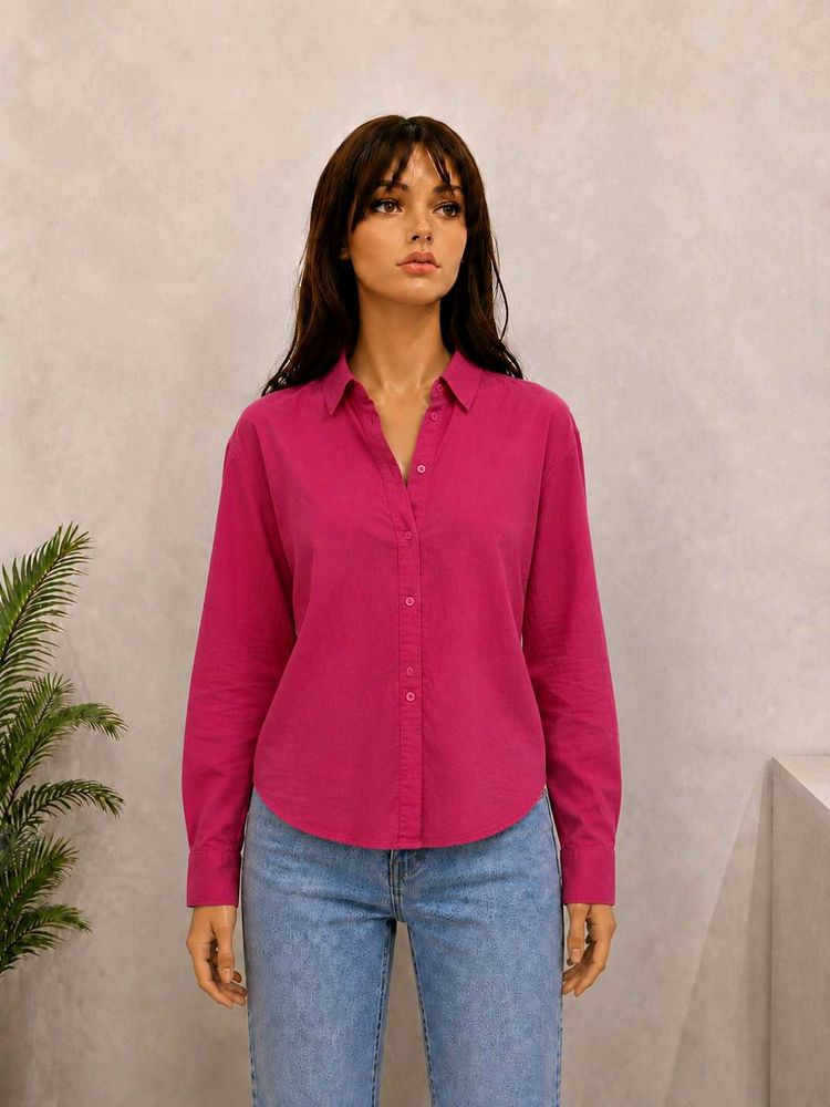 Vibrant Pink Button-Up Shirt